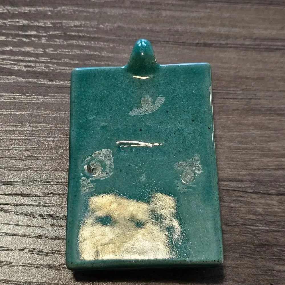 Vintage Turquoise Ceramic Pottery Figural Profile Pendant